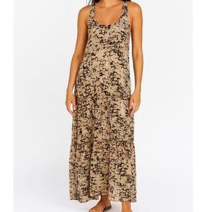 Willow & Clay maxi dress brown tan sleeveless tiered skirt SZ 10 lightweight